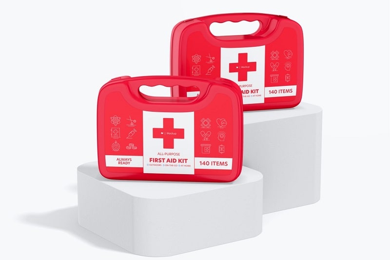 Red coloured first aid kit with handle - Sabin Plastic